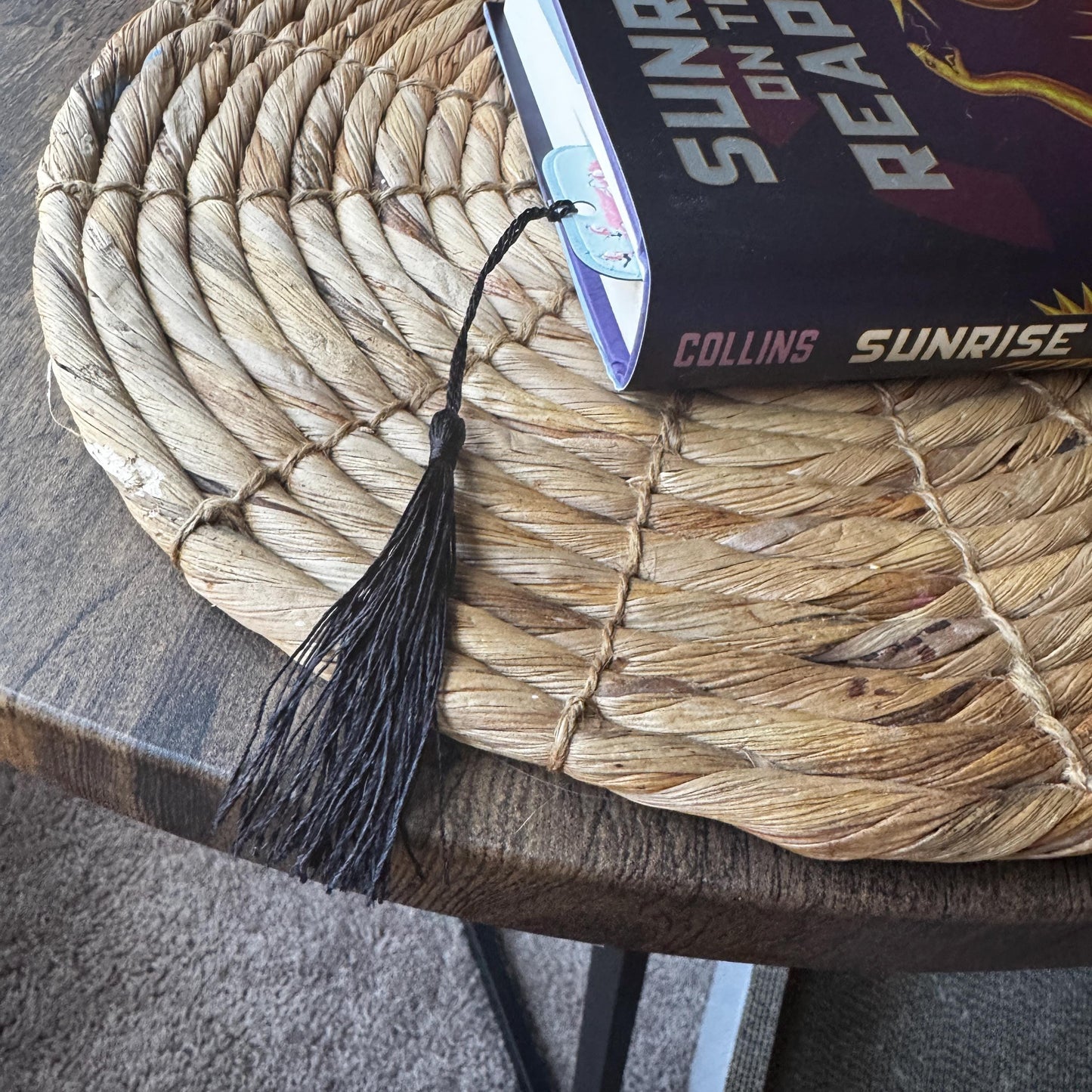 Cherry Blossom Bookmark Set – Pink Blossoms on Black & White Japanese-Inspired Design | 3D Printed Elegant Bookmarks with Black Tassel