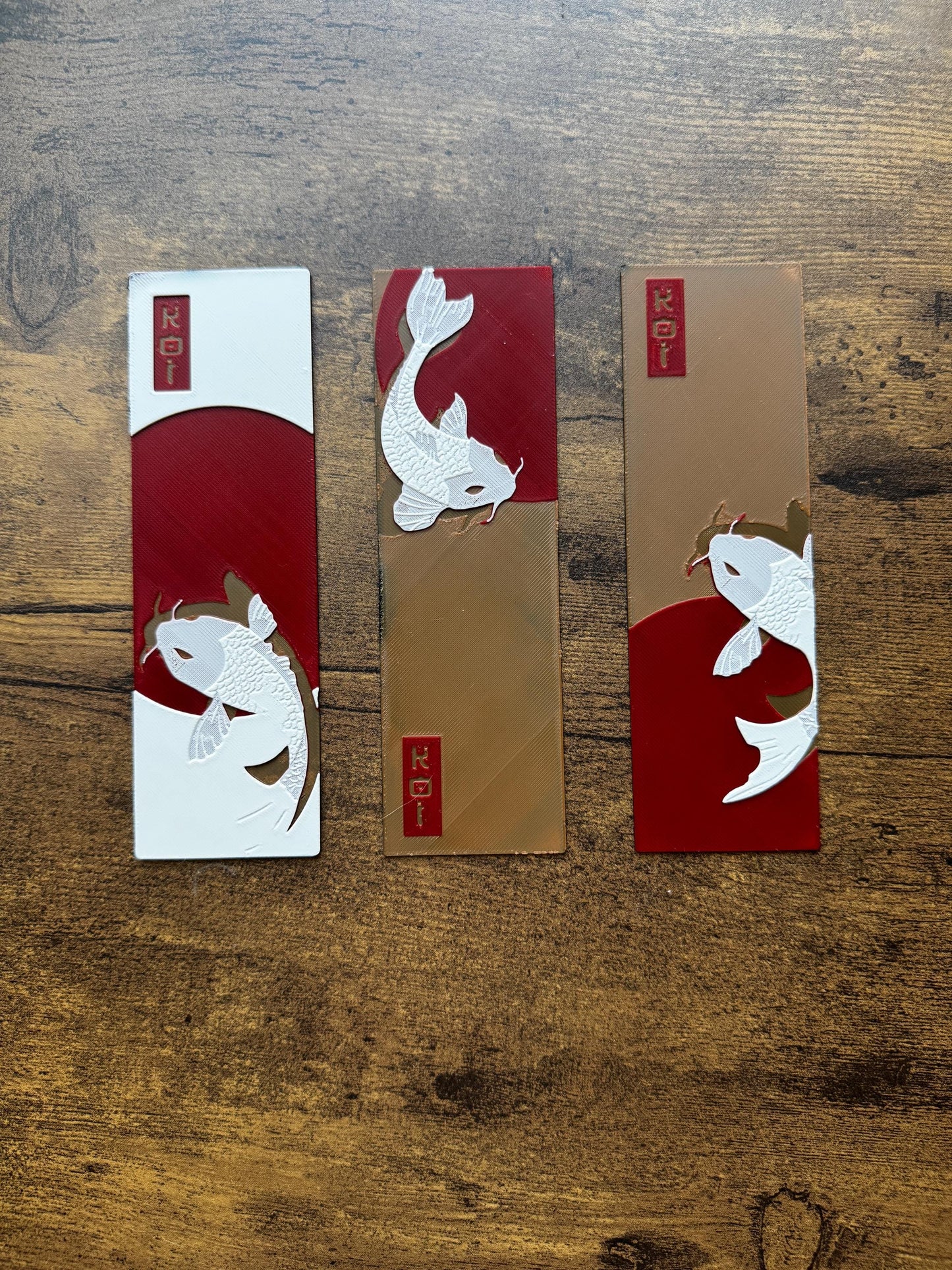 Koi Fish Bookmark Set – Elegant Trio of 3D Printed Bookmarks with Tranquil Water Designs | Symbolic Nature-Inspired Page Markers
