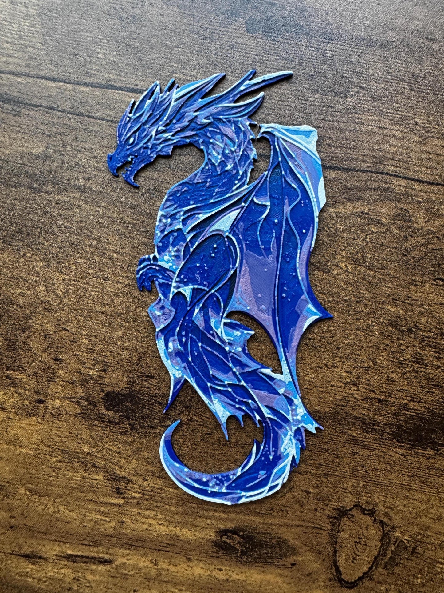 Crystal Wyvern Bookmark – 3D Printed Dragon Page Marker in Purple & Ice Blue | Mystical Fantasy Gift for Readers and Crystal Lovers