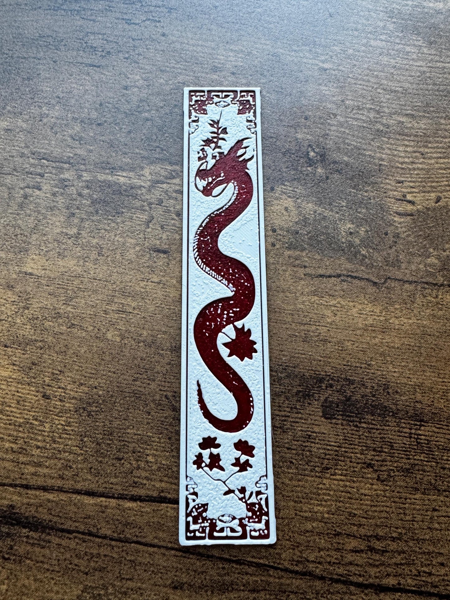 Blossom Guardians Bookmark Set – Red and White Dragon and Flower Bookmarks | Fantasy & Floral Page Markers (Set of 3 or Individual)