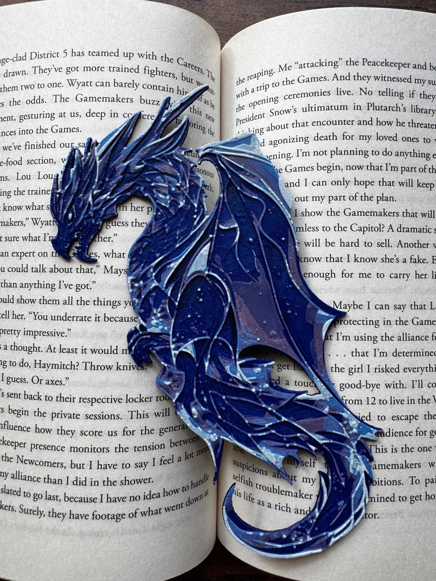 Crystal Wyvern Bookmark – 3D Printed Dragon Page Marker in Purple & Ice Blue | Mystical Fantasy Gift for Readers and Crystal Lovers