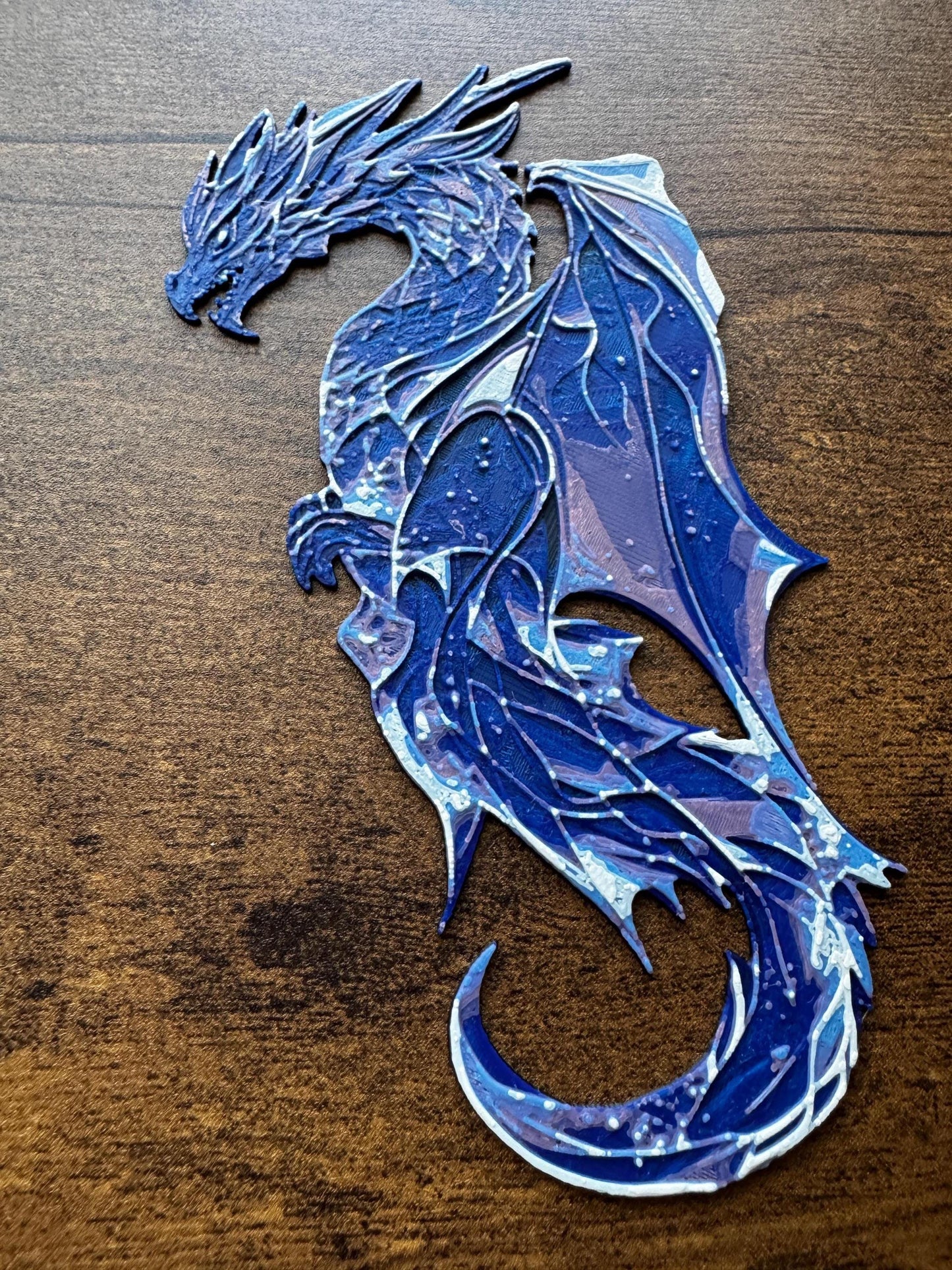 Crystal Wyvern Bookmark – 3D Printed Dragon Page Marker in Purple & Ice Blue | Mystical Fantasy Gift for Readers and Crystal Lovers