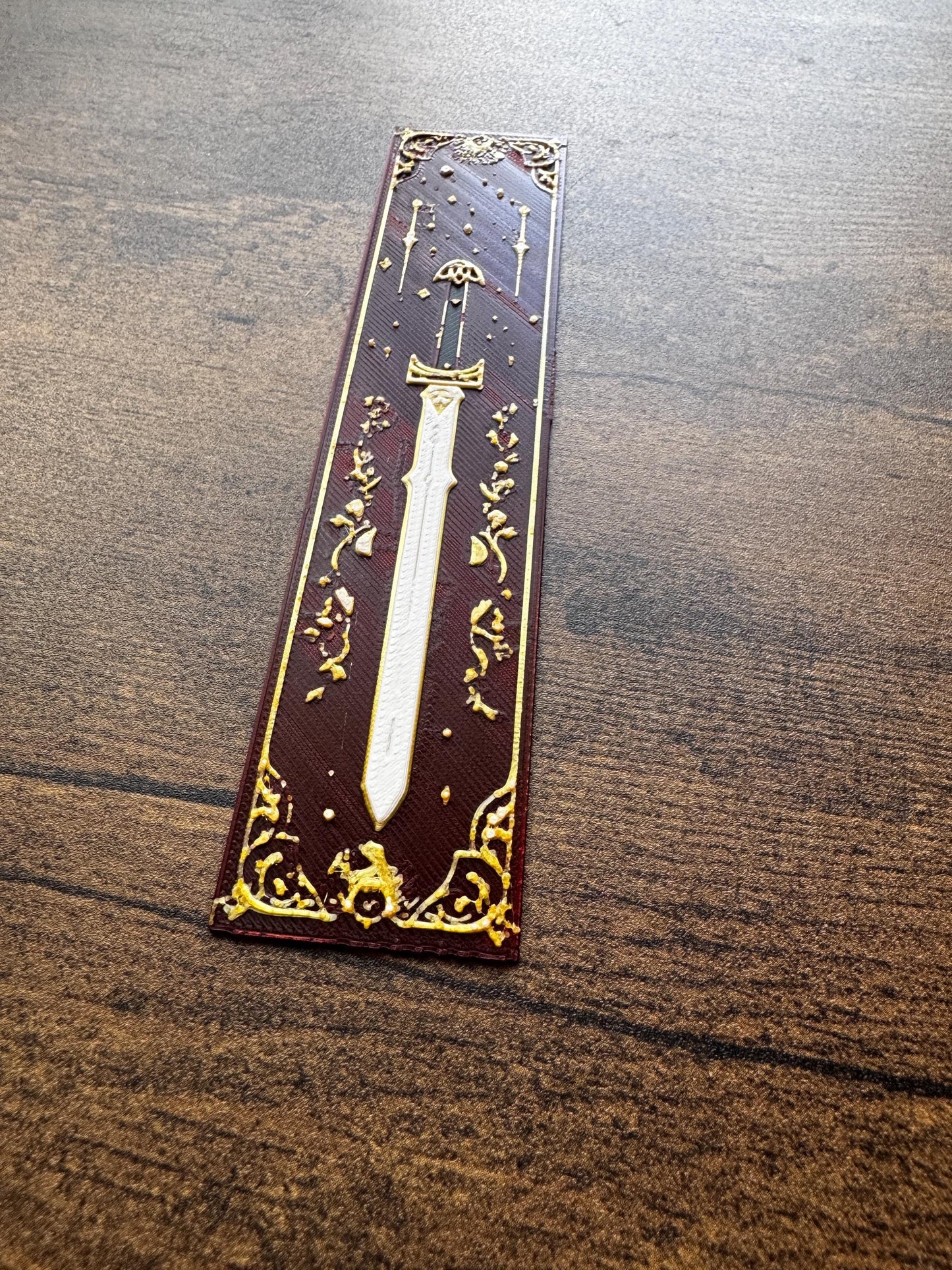 Elven Blades Bookmark Set – Enchanted Fantasy Sword Bookmarks with Vines & Gold Accents | 3D Printed Elven-Inspired Bookmarks