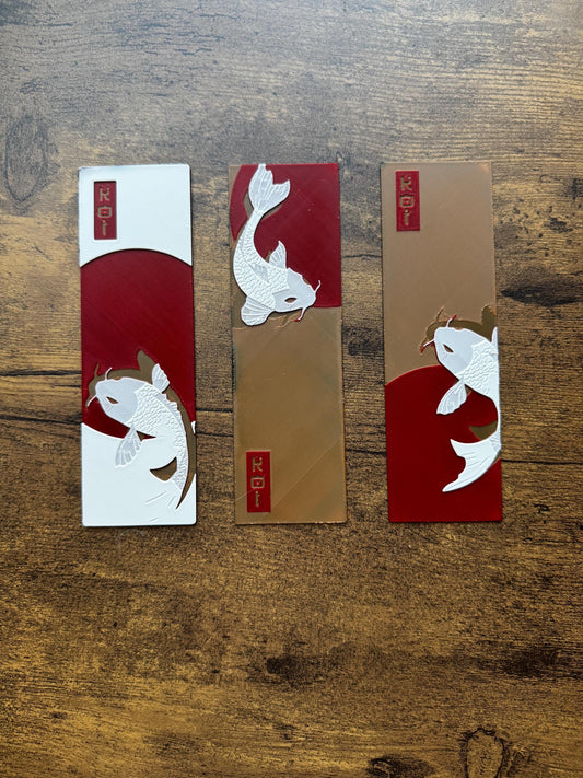 Koi Fish Bookmark Set – Elegant Trio of 3D Printed Bookmarks with Tranquil Water Designs | Symbolic Nature-Inspired Page Markers