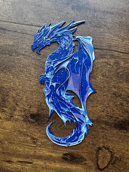 Crystal Wyvern Bookmark – 3D Printed Dragon Page Marker in Purple & Ice Blue | Mystical Fantasy Gift for Readers and Crystal Lovers
