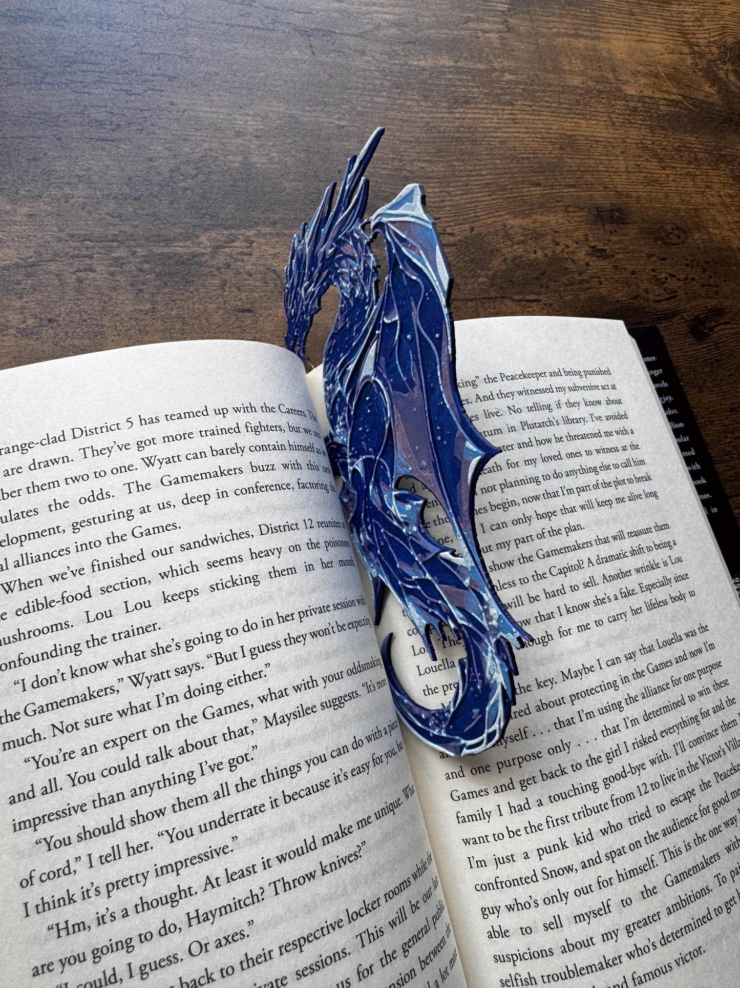 Crystal Wyvern Bookmark – 3D Printed Dragon Page Marker in Purple & Ice Blue | Mystical Fantasy Gift for Readers and Crystal Lovers