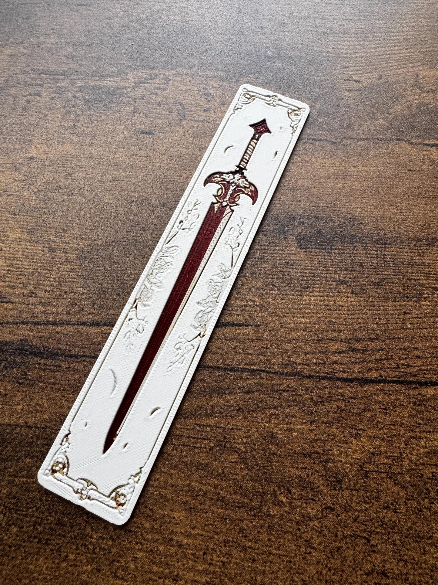 Blade and Blossom Bookmark Set – Fantasy Sword & Flower Bookmarks in Red, White and Gold | Aesthetic Page Markers (Set of 3 or Individual)