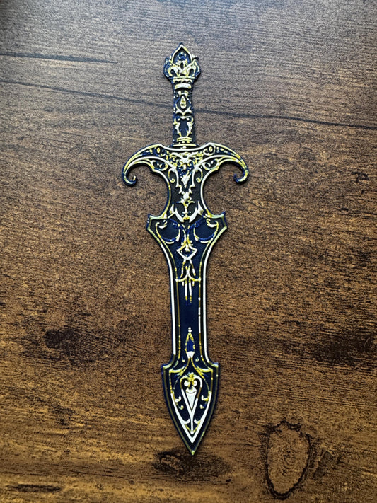 Noble Knight Sword Bookmark – 3D Printed Black & Gold Sword Page Marker | Medieval Fantasy Bookmark for Readers and RPG Fans