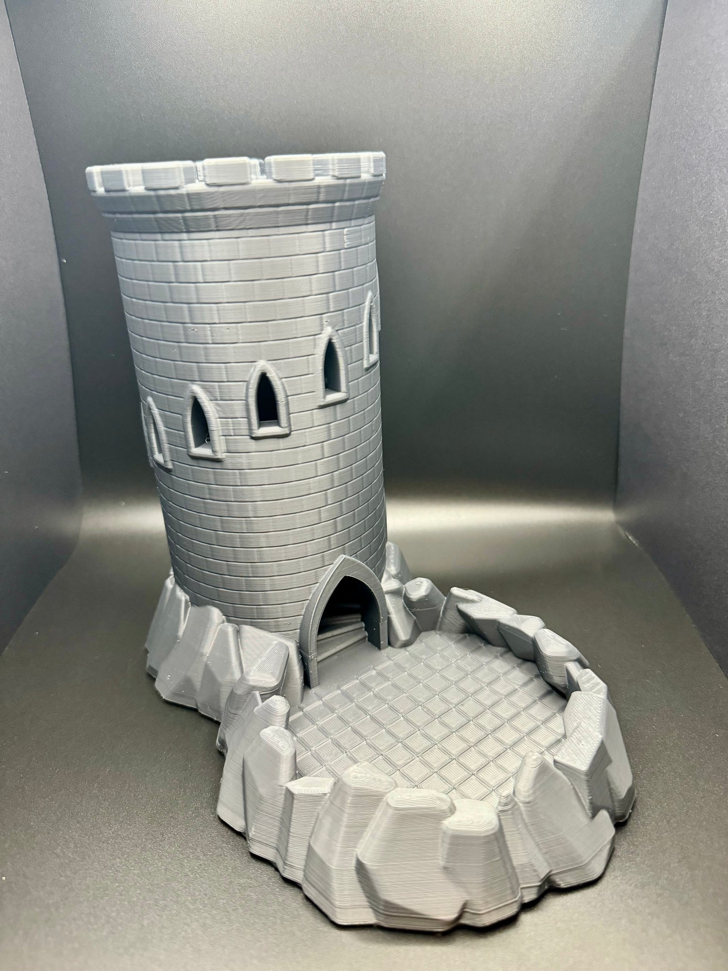 Custom 3D-printed dice tower for tabletop games like Dungeons & Dragons