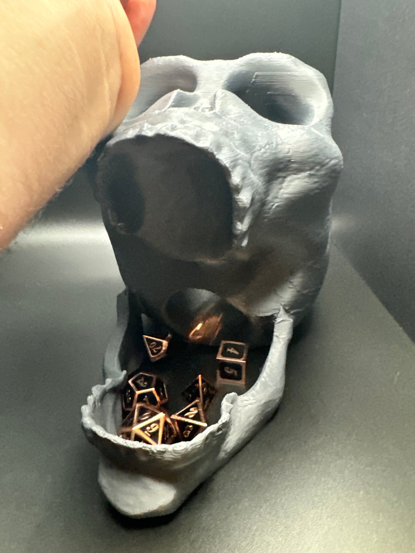 Custom 3D-printed dice tower for tabletop games like Dungeons & Dragons.