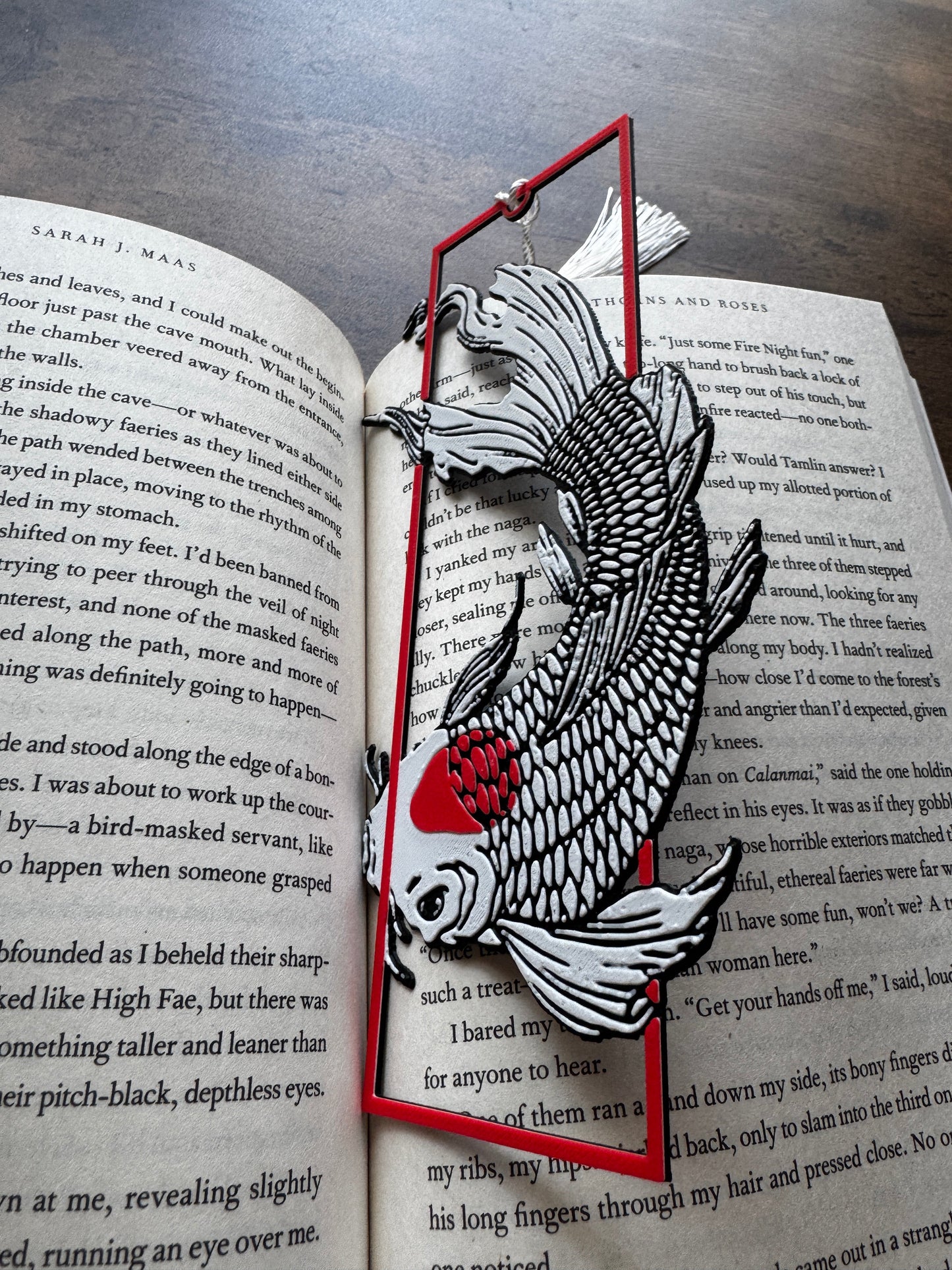 Tancho Koi Bookmark – 3D Printed Japanese Fish Design, Minimalist Red & White, Symbol of Luck & Strength