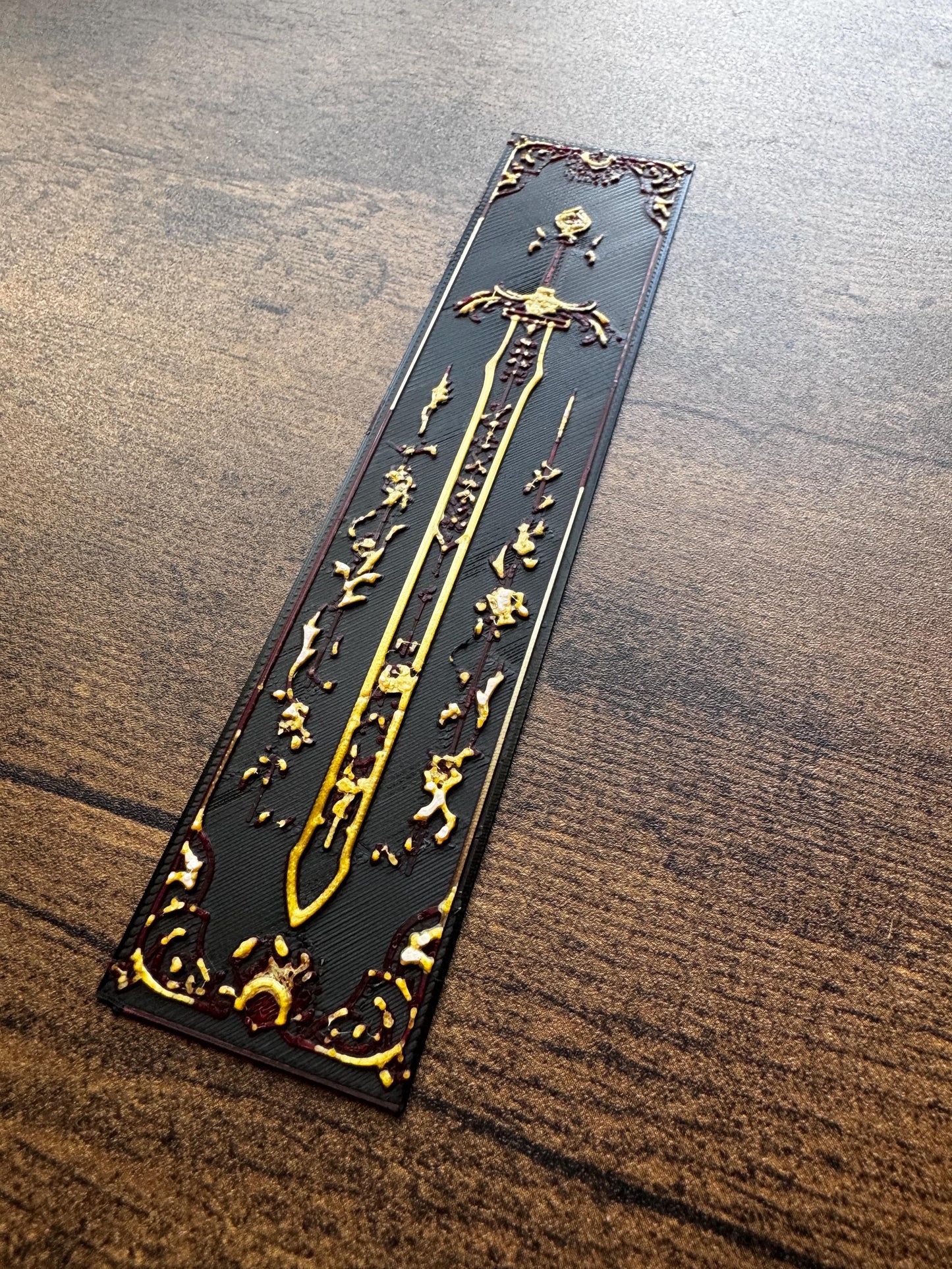 Elven Blades Bookmark Set – Enchanted Fantasy Sword Bookmarks with Vines & Gold Accents | 3D Printed Elven-Inspired Bookmarks